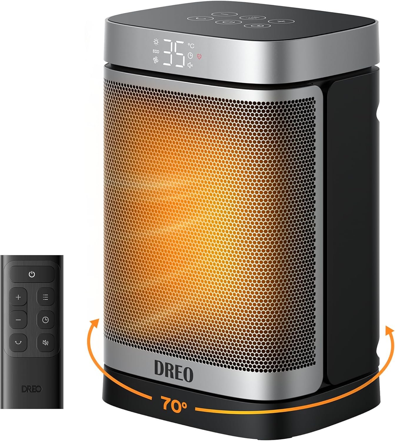 Dreo Termoventilatore a risparmio energetico, silenzioso, riscaldamento elettrico da 1500 W, con telecomando, riscaldamento elettrico oscillante a 70, timer da 12 ore, 3 modalit 3 velocit, : Amazon.it...
